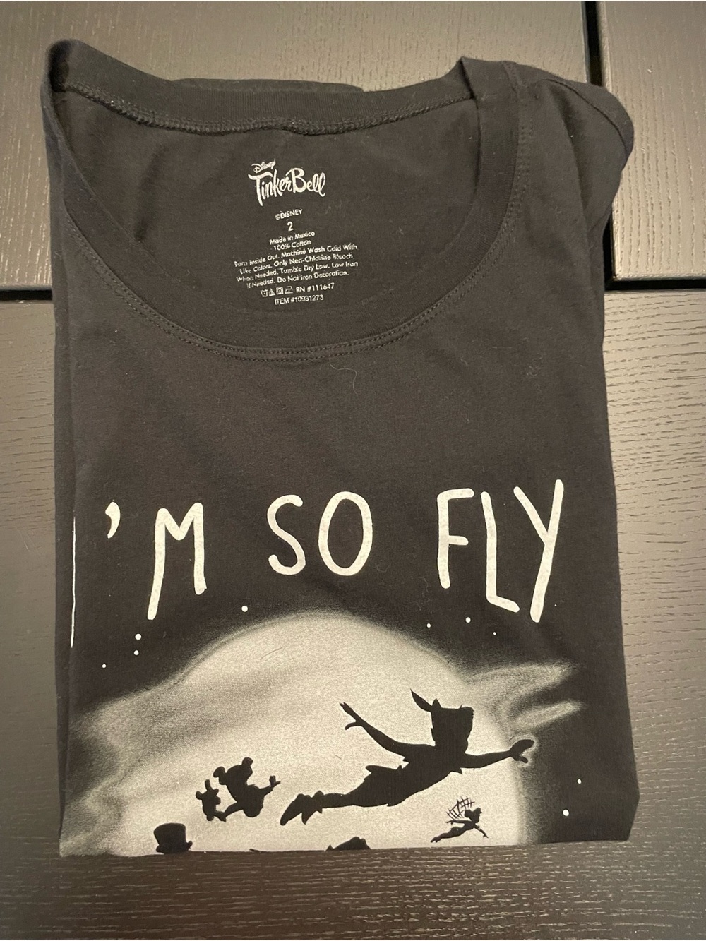 Disney Tinker Bell "I'm So Fly" Graphic Tee - Black